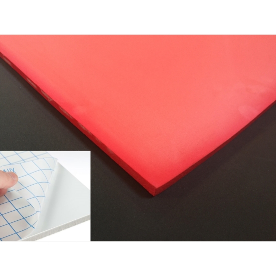 EVA hab tábla öntapadós piros, szerszámfiók betéthez 2000x1000x5mm 